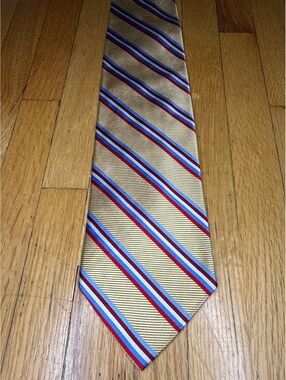 Vintage Brooks Brothers Makers Tie Pure Silk England USA Red Blue Stripe